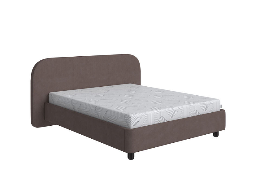 Кровать Sten Bro 80x190 Ткань/Массив (береза) Тетра Брауни/Венге - Симметричная мягкая кровать.