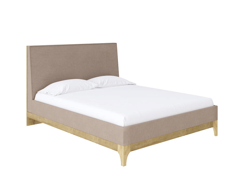 Кровать Odda 120x200  Белый Жемчуг/Тетра Молочный - Мягкая кровать из ЛДСП в скандинавском стиле