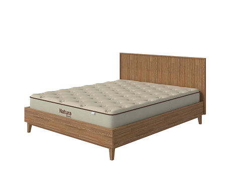 Кровать 160х190 Tempo - Кровать из массива с вертикальной фрезеровкой и декоративным обрамлением изголовья
