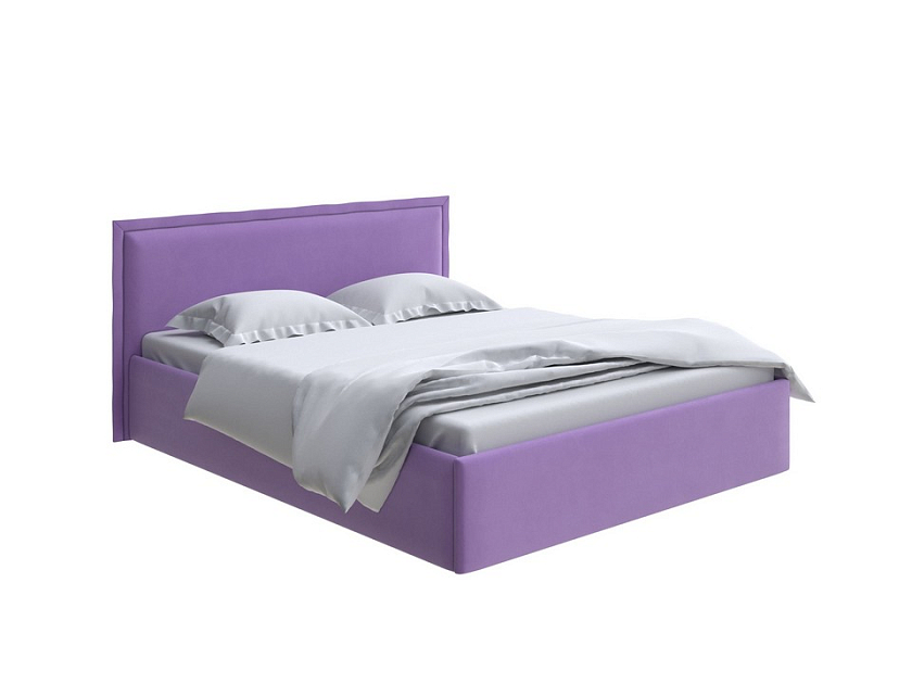 Кровать Aura Next 140x200 Ткань: Велюр Forest 741 Светло-фиолетовый - Кровать в лаконичном дизайне в обивке из мебельной ткани