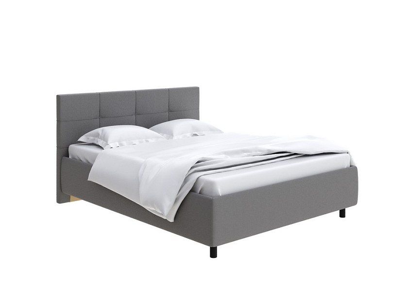 Кровать Next Life 1 80x190 Ткань: Рогожка Тетра Слива - Современная кровать в стиле минимализм с декоративной строчкой