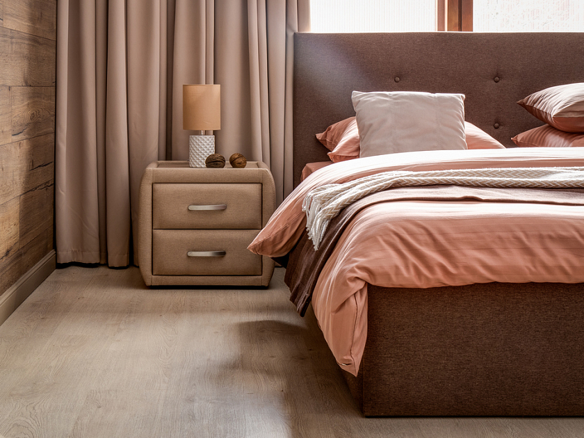 Кровать Forsa 160x200 Ткань: Велюр Ultra Суфле - Универсальная кровать с мягким изголовьем, выполненным из рогожки.