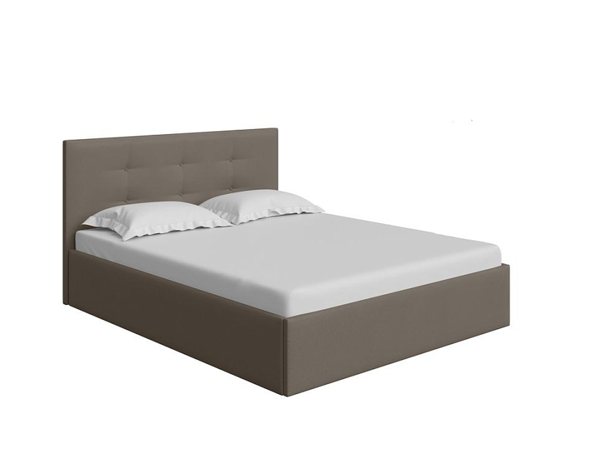 Кровать Forsa 140x200 Ткань: Велюр Casa Лунный - Универсальная кровать с мягким изголовьем, выполненным из рогожки.