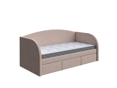 Кровать в стиле минимализм Hippo-Софа с дополнительным спальным местом - Удобная детская кровать с двумя спальными местами в мягкой обивке
