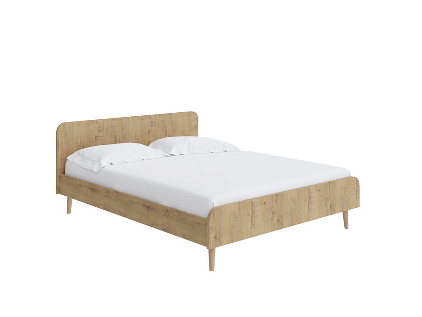 Кровать Way 140x200 ЛДСП Дуб Кантербери/Белый Жемчуг - Компактная корпусная кровать на деревянных опорах