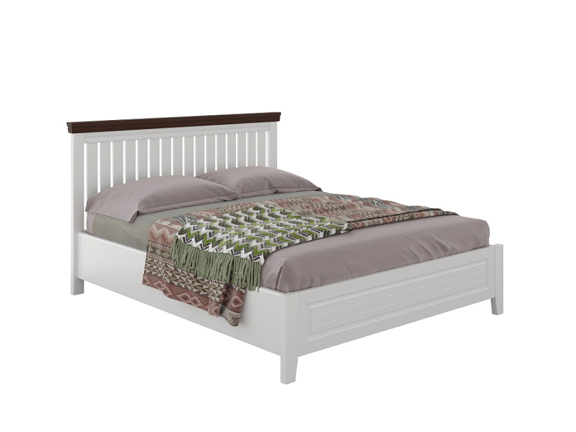 Кровать Olivia 160x190 Массив (сосна) Белая эмаль/Венге - Кровать из массива с контрастной декоративной планкой.