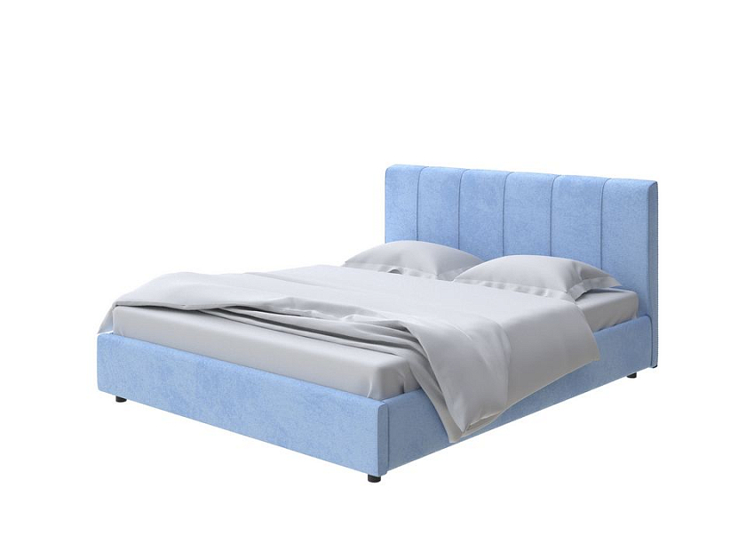 Кровать Nuvola-7 NEW 160x200 Ткань: Велюр Teddy Небесно-голубой - Современная кровать в стиле минимализм