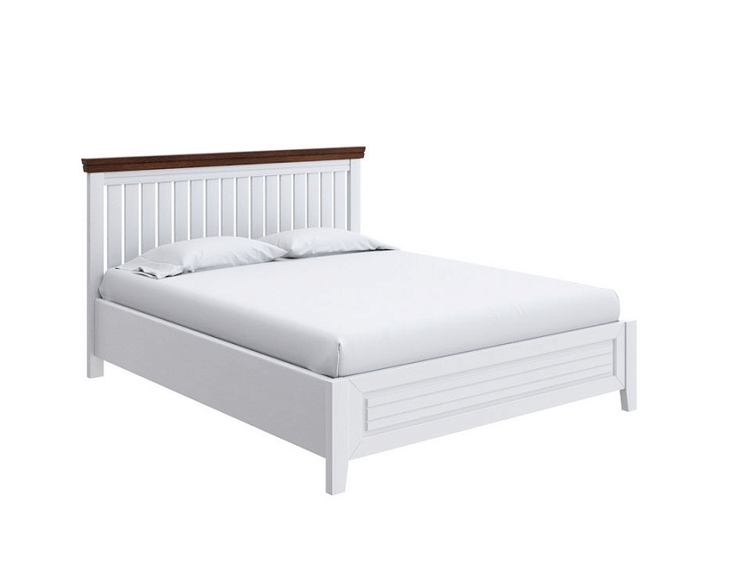 Кровать Olivia с подъемным механизмом 180x220 Массив (сосна) Белая эмаль + Орех - Кровать с подъёмным механизмом из массива с контрастной декоративной планкой.